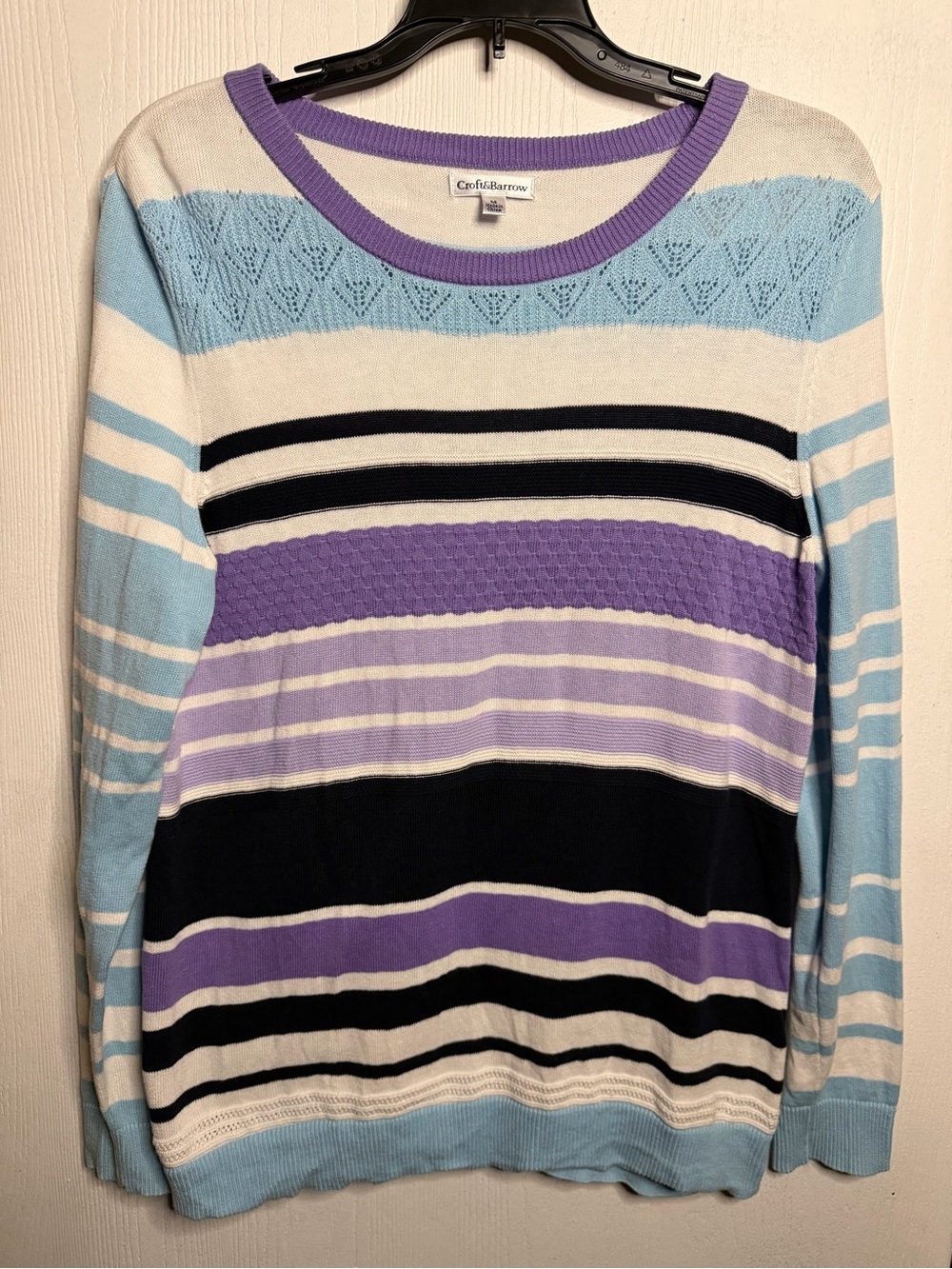 Croft & Barrow Lavender and Light Blue Striped Women's Sweater